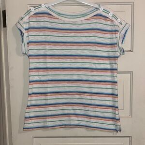 Striped Tee with Button Detail
